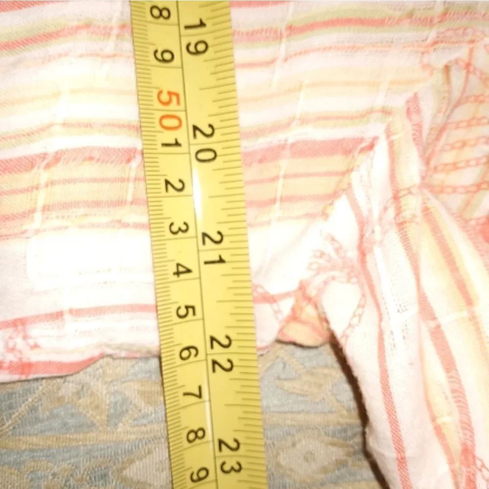 Alfred Dunner Women's 14 White Pink Striped 3/4 Sleeve V-Neck 100% Cotton Top - Picture 8 of 9